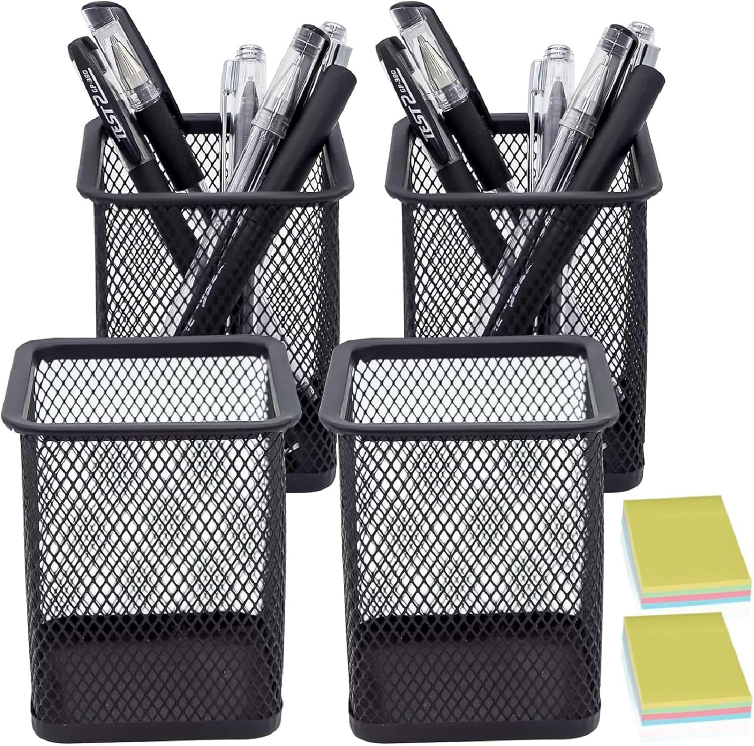 Stiftehalter, 4er-set Quadratische Metall-schreibtischstiftehalter, Schwarz Stiftehalter Für Büro, Zuhause, Schule, Ideal Für Marker, Scheren, Büroklammern, Multifunktional, Robust, Atmungsaktives Ne
