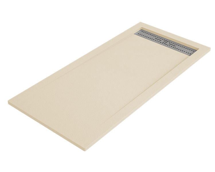 Duschwanne Bidai 80x120 Cm Creme Edelstahlgitter