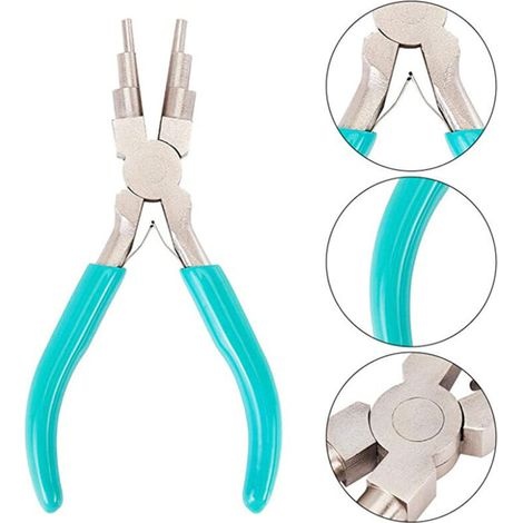 Blaue Sechsteilige Schmuckzange Mit Grünen, Flachen Nylonclips