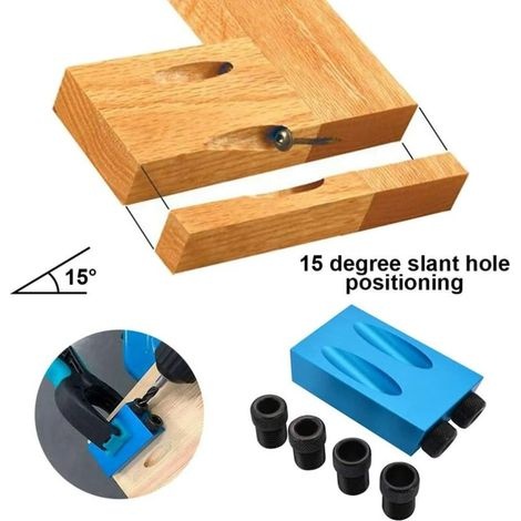 Schrägbohrvorrichtung, Taschenlochbohrvorrichtung Mit 15-mm-bohrern, Positionierer Für Holzbearbeitung, Bohrhilfe Für Holzecken Mit Adapter Für 6/8/10-mm-löcher