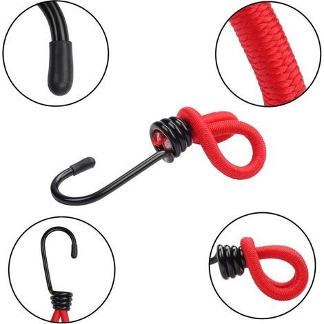 20er-pack Elastische Bungee-seile Mit Metallhaken – 15 Cm – Rotes Bungee-seil Mit Robusten Haken Für Camping, Planen Und Pavillons