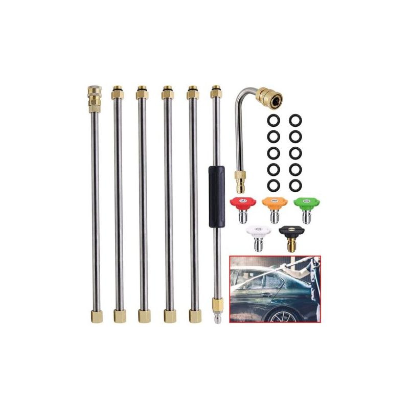 6-teiliges Verlängerungsrohr-set Für 4000psi Hochdruckreiniger, 1/4 Zoll, 8 Fuß, Schnellanschluss-ersatzrohr Mit 5 Düsenaufsätzen (0, 15, 25, 40, 65°)