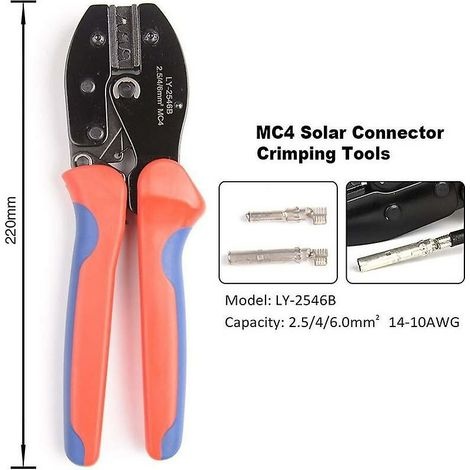 Mc4 Crimpzange Für Photovoltaik-steckverbinder – Hochkohlenstoffstahl – Länge 220 Mm – Crimpbereich 2,4/4/6 Mm²