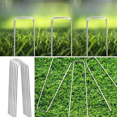100 Gartenpfähle Mit Unterlegscheiben Zur Zeltbefestigung, 150 X 36 Mm, Ø 3 Mm, Packung Mit 100 Stück
