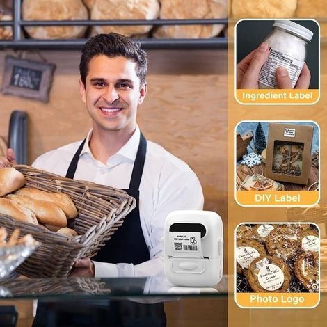 P50 Tragbarer Thermodrucker Für Etiketten – 40 Mm X 30 Mm Etiketten – Bluetooth 4.0 – Kompatibel Mit Android Und Ios – Schneller Druck