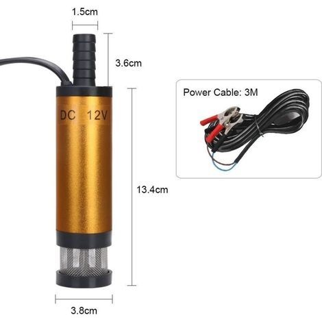 12-v-tauchpumpe Für Wasser Und Dieselkraftstoff – 19 Mm Fördermenge – Edelstahl Und Aluminium – Inklusive Netzschalter
