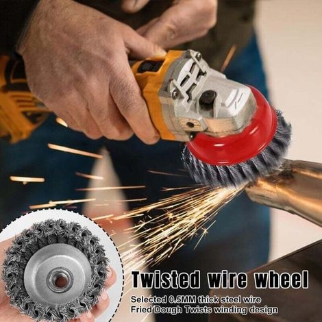 4-teiliger Kegelbürstensatz Für Winkelschleifer, Aus Metall/stahl, Mit Verdrilltem Draht, Flexibel, Durchmesser: 75 Mm, Befestigungsgewinde: M14