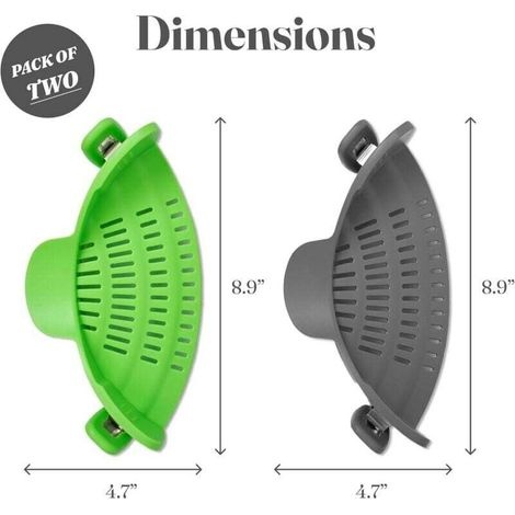 Confezione Da 2 Scolapasta In Silikon Con Clip Per Pentole E Padelle – Design Pieghevole – Colino Resistente Al Kalorien Für Grün Und Pasta – Verde/grigio