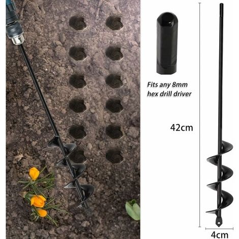 Gartenbohrer 4 X 42 Cm – Manganlegierungsstahl – Kompatibel Mit 18-v-bohrmaschinen – Grabt Mühelos Im Boden