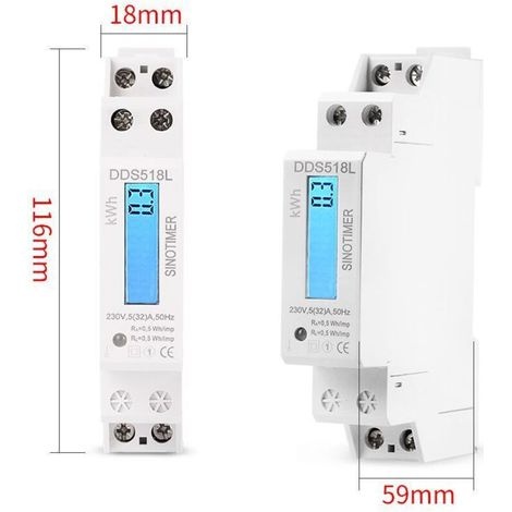 Einphasiger Ac230v/ac110v Dds518l Lcd-energiezähler, Einphasiger Schienen-energiezähler, 1p (230v) Elektronischer Energiezähler