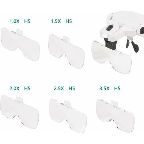 Fontainebleau Led-lupenbrille – Beleuchtete Lupe, Kopfbandlupe Zum Lesen Und Für Alle Anderen Tätigkeiten – 5 Abnehmbare Linsen