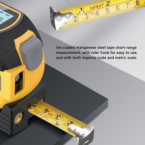 3-in-1-gerät: 60-m-laser-nivelliergerät Mit Entfernungsmesser Und 5-m-maßband – Material: Abs+tpr – Präziser Messbereich: ±2 Mm