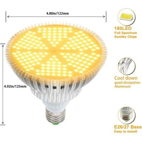 180-w-vollspektrum-led-pflanzenlampe, 120 Leds, E27-fassung, Geeignet Für Pflanzen, Zimmerpflanzen, Blumenzwiebeln Für Gewächshäuser Und Gärten