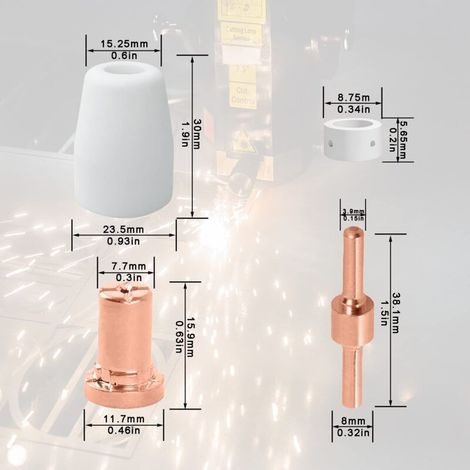 Plasma-schneiddüsen-verschleißteile Parkside-spitze Plasma-schneiddüse Elektrodenspitze Verschleißteil Düse Für Schnitt 30 40 50 (25 Stück)