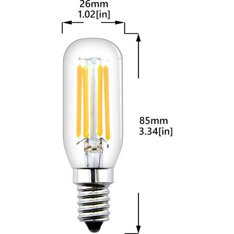 Packung Mit 4 E14 Nicht Dimmbaren 4w Led-lampen Mit 400 Lm, Entspricht Einer 40w Halogenlampe, T26 Glühlampe Für Kühlschrankbeleuchtung (warmweiß 2700k, 4 Stück)