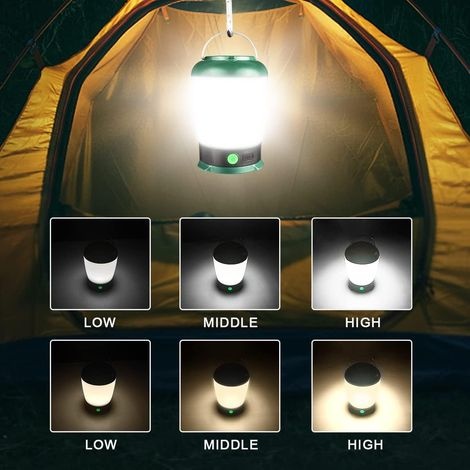 Wiederaufladbare Led-campinglampe Mit Usb-anschluss, 6-stufig Dimmbar, Wasserdicht, Ideal Für Camping, Bergsteigen, Wandern, Notfälle, Stromausfälle Und Angeln.