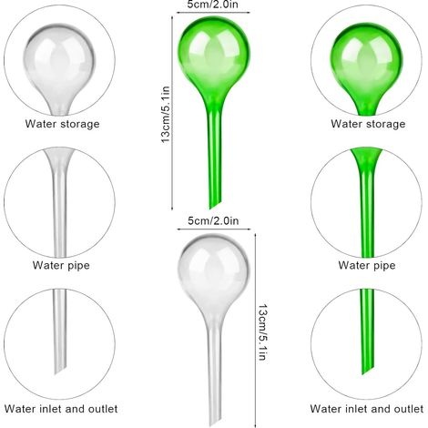 Set Mit 12 Kleinen Bewässerungskugeln Aus Synthetischem Glas Für Zimmerpflanzen – Tropfbewässerungskugeln, 5,1 Cm Durchmesser – Automatische Pvc-bewässerungsanlage Für Pflanzen