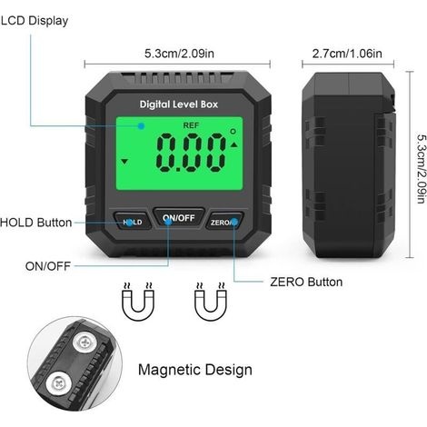 Digitaler Winkelmesser Und Neigungsmesser, Geeignet Für Die Holz-, Bau- Und Automobilindustrie, Ausgestattet Mit Einem Lcd-bildschirm Und Magnetischer Hintergrundbeleuchtung.