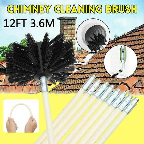 3,6 M Schornsteinreinigungsset Für Öfen, Schornsteinreinigungsbürste, 100 Mm Rauchrohr, 9 Kehrstäbe, Set Zur Reinigung Von Pelletöfen, Schornsteinreinigungswerkzeug
