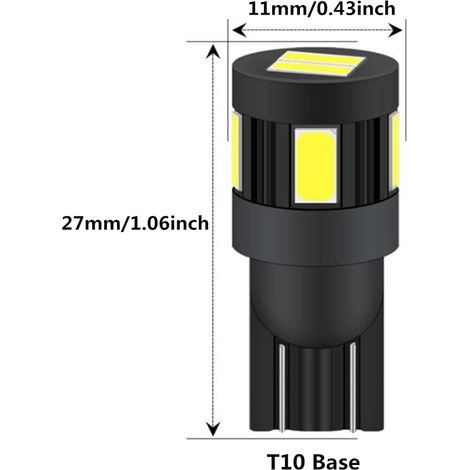 T10 W5w Led-lampe 12v 24v Weiß 6000k, Polaritätsunabhängig, Geeignet Für 2825 194 168 158 (4 Stück) [energieklasse A+]