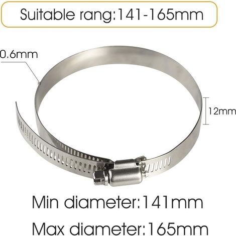 4 Stück Verstellbare Edelstahl-schlauchschellen Zur Befestigung Flexibler Schläuche (141 Mm–165 Mm)