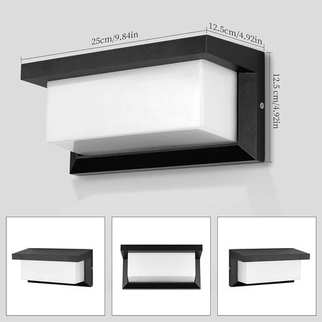 Netzbetriebene Außenwandleuchten, 18 W Led, Ip65 Wasserdicht, Aluminium, Für Veranda, Haustür, Garage, Zaun, Garten, Schwarz, Kaltweiß