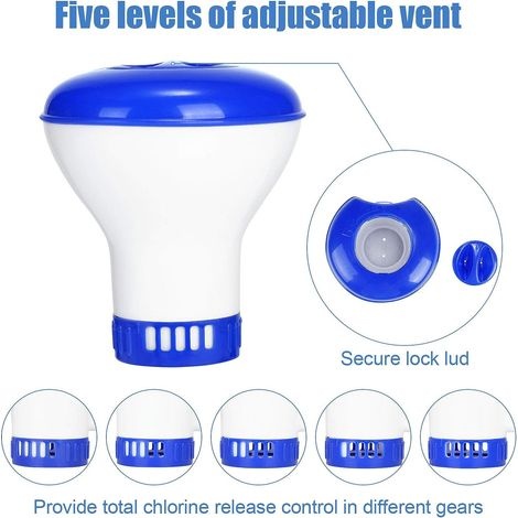 Schwimmender Pooldiffusor, 2er-pack Schwimmender Chlordiffusor Mit Einstellbarem Durchflussthermometer Und Verschlusskappe Für Alle Schwimmbäder, Whirlpools, Aquarien Und Fischteiche