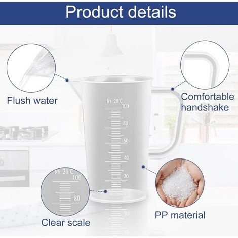 4-teiliges Messbecher-set Aus Kunststoff Mit Griffen, 100 Ml Messbecher Für Die Küche, Transparente Messbecher, Präzisionsmessbecher, Dosierbecher Für Flüssigwaschmittel, Spülmaschinenfest