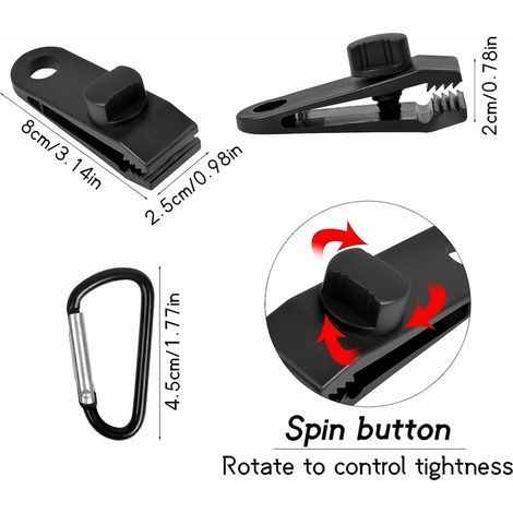 30 Stück Schwarze Planenclips, Robuste, Wiederverwendbare Planenklemmen, Zeltclips, Poolclips, Elastische Planen, Anhängerplanen, Campingzubehör, Wohnwagenplanen, Sonnensegel Für Den Garten