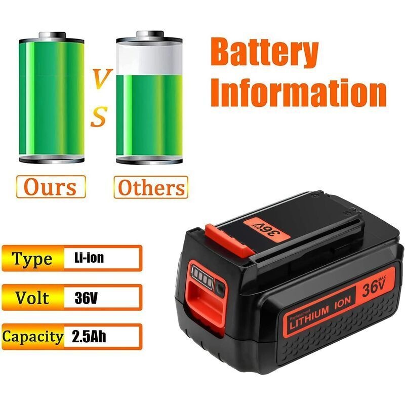 Ersatzakku Lbxr36 2500mah Für Black & Decker 36v-akkus Bl20362 Bl2536 Lbxr36 Lbx1540 Lbx2540 Lbx2040 Lbx36 Lst540 Lcs1240