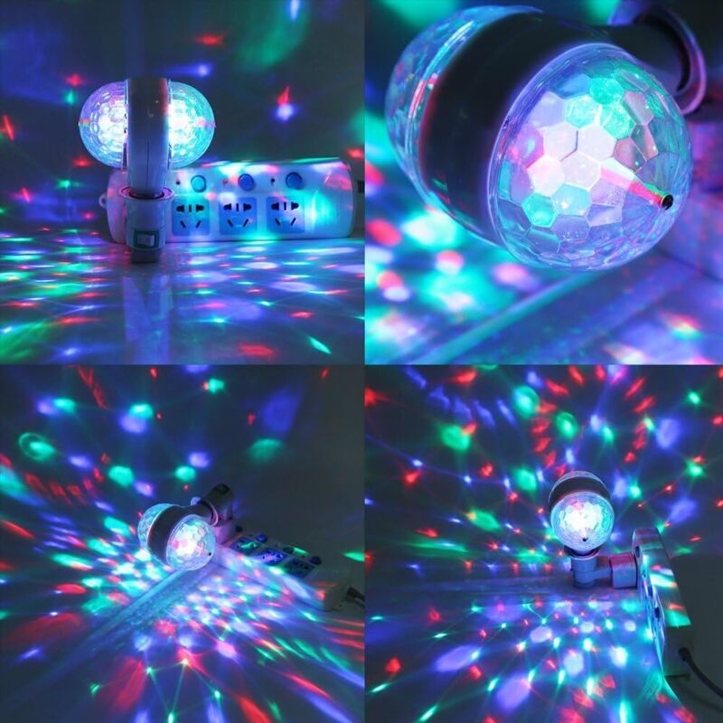 E27 Led-lampen, 6 W Mehrfarbige, Rotierende Bühnenleuchte Mit Partyeffekt, Doppelte Rgb-led-kugelleuchte