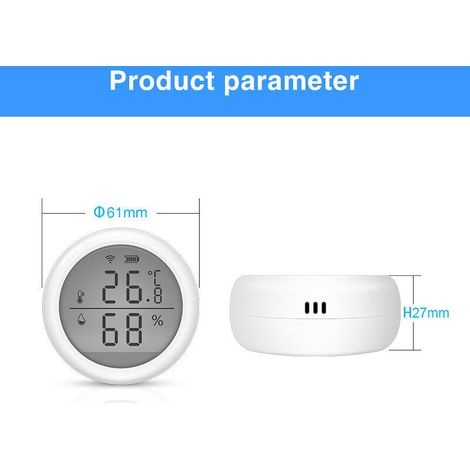 Wlan-thermometer Mit Hygrometer Für Den Innenbereich, Fernbedienung Per App, Hd-lcd-display, Usb/aaa-anschluss, Feuchtigkeits- Und Temperaturüberwachung, Kompatibel Mit Alexa, Google Assistant Und Tuy