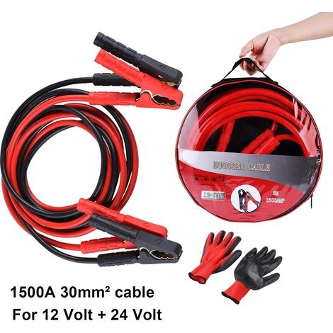 12v/24v 4m 1500a Starthilfekabel – Kupfer Mit Pvc-isolierung – Inklusive Schutzhandschuhen Und Tragetasche – Für Suvs Und Kleinwagen –