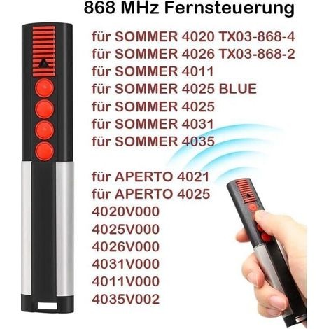 868 Mhz Garagentor-handsender, 2 Für 4020 Tx03-868-4, 4026 Tx03-868-2, 4020v000, 4026v000, 4-kanal-fernbedienung, Garagentor-handsender