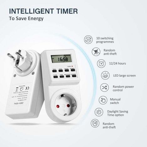 Programmierbarer Steckdosen- Und Digitalsteckdosen-adapter, Programmierbare Steckdose Mit Wechsel- Und Wiederholungszyklus, Steckdose Mit Countdown-timer, Steckdose Mit Programmierbarem Timer Und Lcd-