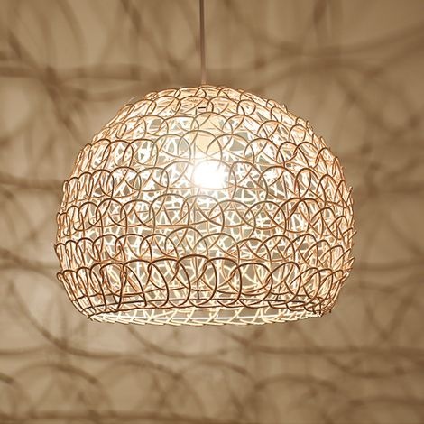 Pendelleuchte Im Vintage-stil, Handgewebter Bambusschirm, Höhenverstellbare Deckenleuchte Für Wohn-/schlafzimmer, 25 Cm