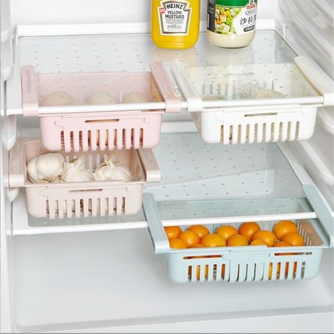 Kühlschrank-aufbewahrungsbox, Erweiterbarer Kühlschrank-organizer, Stapelbare Kunststoffschubladen, Küchenaufbewahrung Und -organisation, Beige