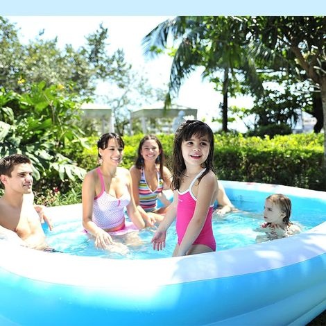 Aufblasbares Schwimmbecken 128 Cm X 85 Cm X 45 Cm – Dickes 0,4 Mm Pvc – Durchstoßfest – Komfortabel Für Kinder Und Erwachsene –
