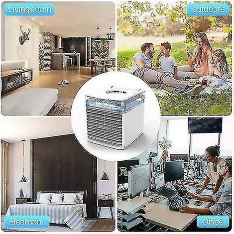 Tragbarer 10-w-ventilator Mit Klimaanlage – 3 Geschwindigkeitsstufen – 500 Ml Wassertank – 90°-oszillationswinkel – 7-farbige Led-beleuchtung