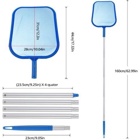Oberflächenskimmer Für Schwimmbecken, Netzkescher, Teichskimmer, 122 Cm Große Plane, Robustes Poolpflege-set Mit 31 Cm X 27 Cm Großem Netz Und Griff