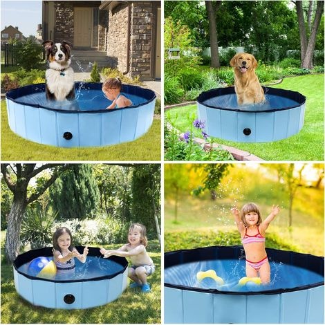 Hundepool 80x20cm, Rutschfest, Faltbar, Pvc, Haustierpool, Tragbarer Kinderplanschpool