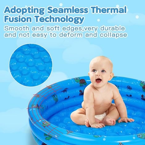 Kinderplanschbecken, 100 Cm Rundes Aufblasbares Becken, Babyplanschbecken, Planschbecken Für Drinnen Und Draußen, Spielzeug Für Kinder, Mädchen, Blau