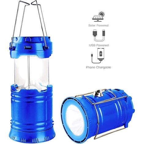 Tragbare Led-campinglaterne – Ultrahelle, Per Usb Aufladbare Solarlaterne Für Camping, Wandern, Gartenhaus Bei Stromausfällen (blau)