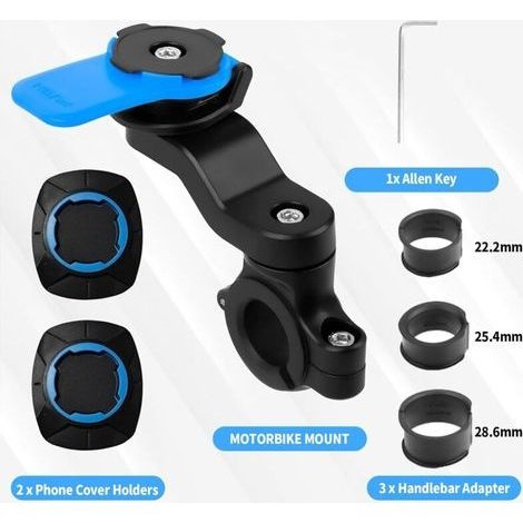 Set Mit 2 Blauen, Universellen, Abnehmbaren Handyhalterungen Für Fahrrad- Und Motorradlenker (22,2 Bis 28,6 Mm Durchmesser).