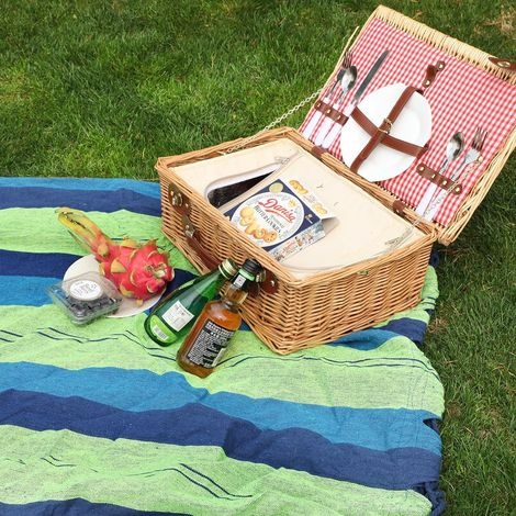 Hängematte, 260 X 100 Cm, Doppelhängematte, 300 Kg Tragkraft, Für Terrasse, Balkon, Garten, Outdoor-aktivitäten, Camping, Mit Tragetasche, Gurten Und Karabinern, Blau Gestreift