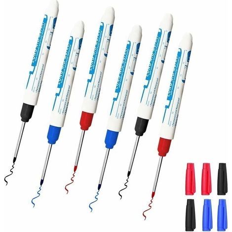 Set Mit 6 Bohrlochmarkern – Zimmermannsbleistifte – Extra Langer 30-mm-markerbleistift Für Zimmerei- Oder Bauarbeiten, Geeignet Für Holz, Kunststoff, Stahl Usw.