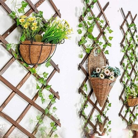 2 Stück Ausziehbare Rankgitter Aus Holz Für Kletterpflanzen – Wanddekoration Für Terrasse Und Garten