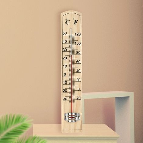 Innenthermometer, Braun, Kiefernholz-gewächshausthermometer, -30℃+50℃/-20℉+120℉