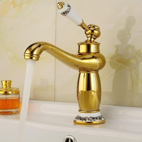 Waschtischarmatur Mit Keramikgriff Für Waschbecken/spülbecken, Modernes Design, Gold