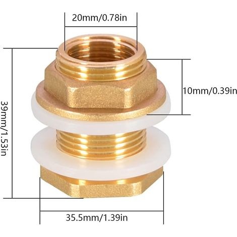 Stück 3/4 Messing-wassertank-schlauchanschluss-adapter Wasserhahn-regeneimer-anschluss Messingtankanschluss